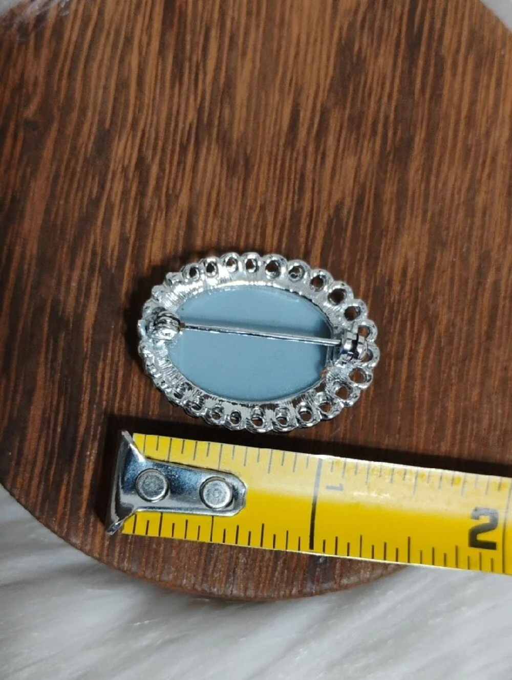 Elegant Vintage Blue/White Cameo Brooch